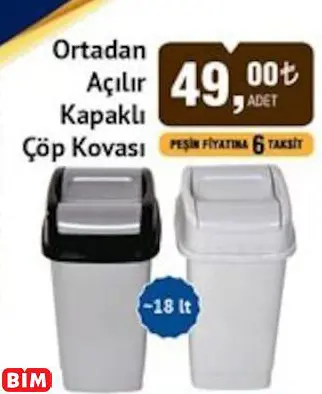 ORTADAN AÇILIR KAPAKLI ÇÖP KOVASI